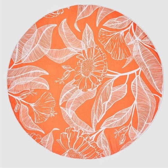 Summer & Rose Orange and White Round Towel for Beach Picnic Outdoor Blanket NWT - Picture 2 of 3